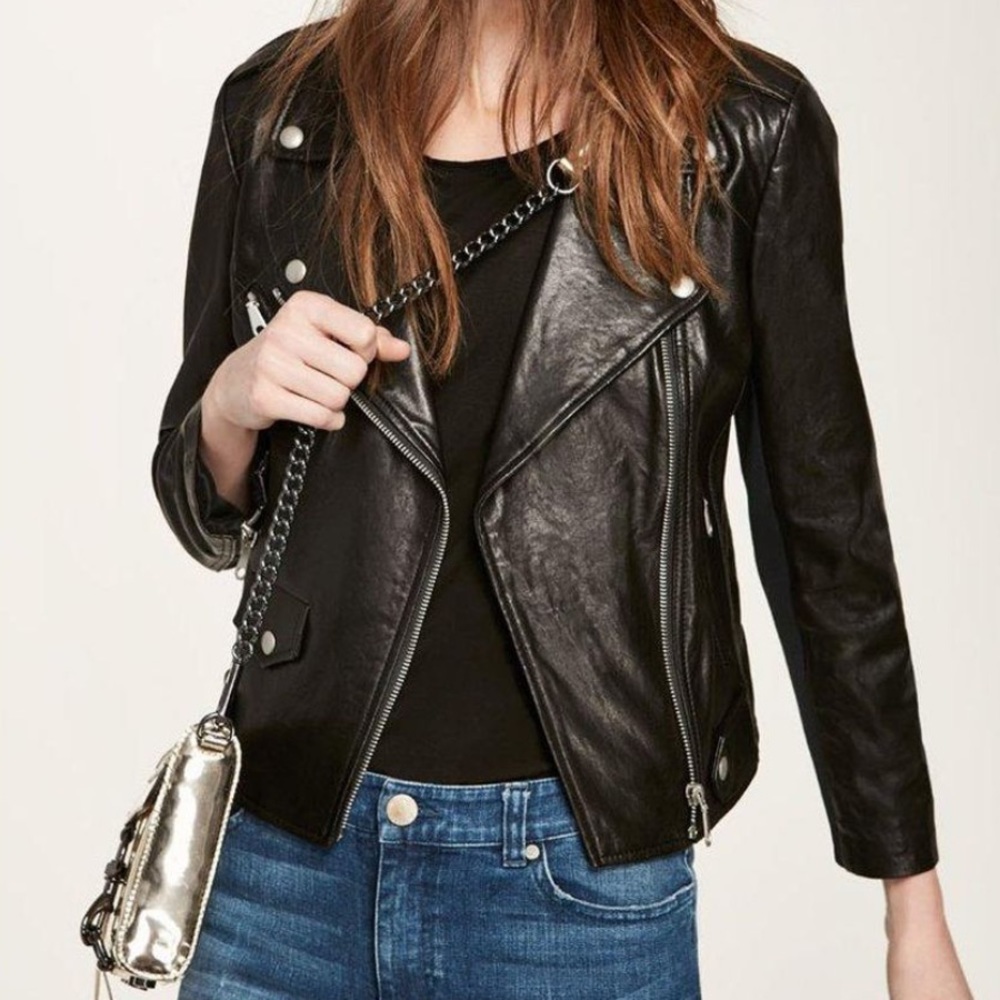 Rebecca Minkoff Black Wes Moto Leather Jacket